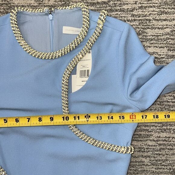 NWT SIMKHAI Katharine Embroidery Cut-out Mini Dress French Blue Size 4 - Picture 11 of 16